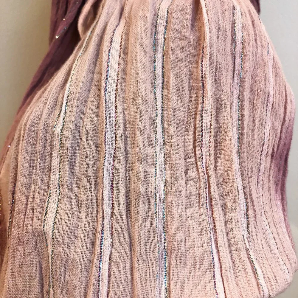 Calypso St. Barth Glittery Striped Flowy Sleeve Crochet Tie Waist Mini Dress 1 - Picture 6 of 14